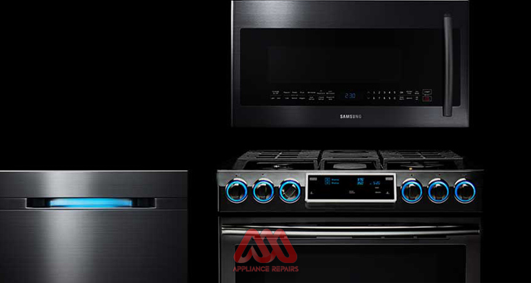 Technician repairing a Samsung stove in Harare.
